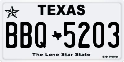 TX license plate BBQ5203