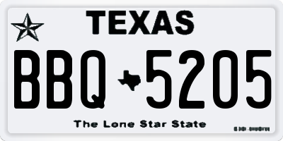 TX license plate BBQ5205