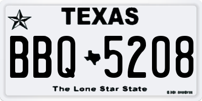 TX license plate BBQ5208