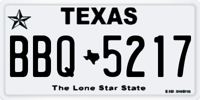 TX license plate BBQ5217