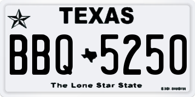 TX license plate BBQ5250