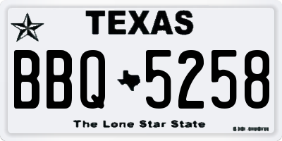 TX license plate BBQ5258