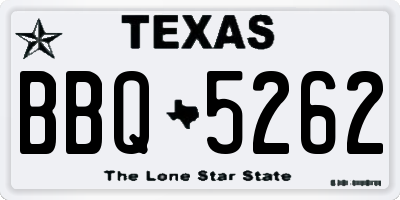 TX license plate BBQ5262
