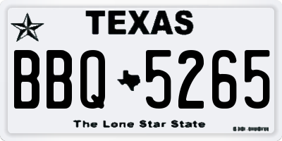TX license plate BBQ5265