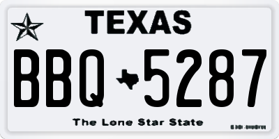 TX license plate BBQ5287