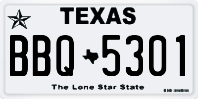 TX license plate BBQ5301