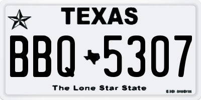 TX license plate BBQ5307