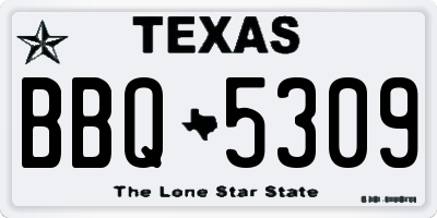 TX license plate BBQ5309