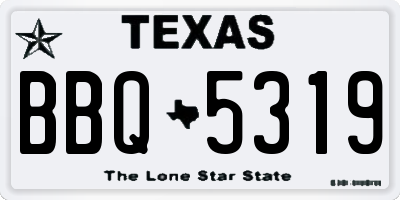 TX license plate BBQ5319