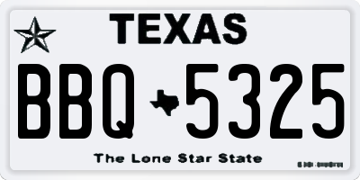 TX license plate BBQ5325