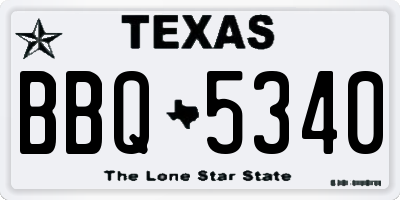TX license plate BBQ5340