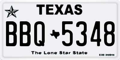 TX license plate BBQ5348