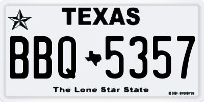 TX license plate BBQ5357