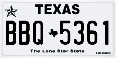 TX license plate BBQ5361