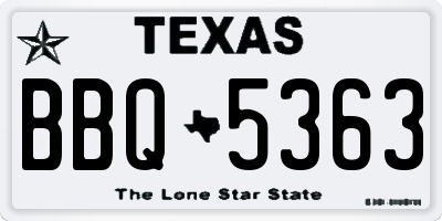 TX license plate BBQ5363