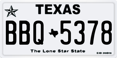 TX license plate BBQ5378