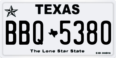 TX license plate BBQ5380