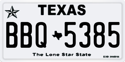 TX license plate BBQ5385