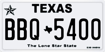 TX license plate BBQ5400