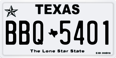 TX license plate BBQ5401