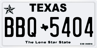 TX license plate BBQ5404