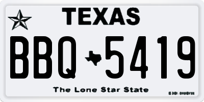 TX license plate BBQ5419