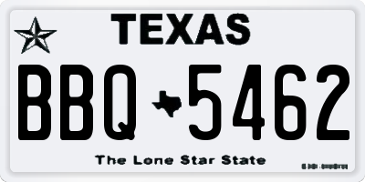 TX license plate BBQ5462