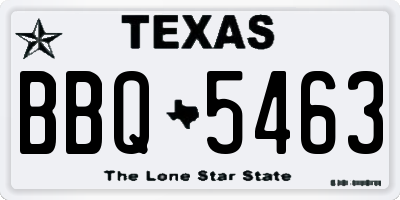 TX license plate BBQ5463
