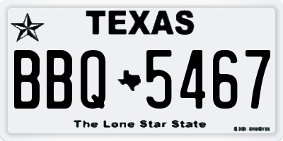 TX license plate BBQ5467