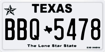 TX license plate BBQ5478