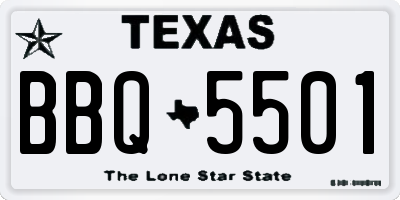 TX license plate BBQ5501