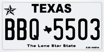 TX license plate BBQ5503