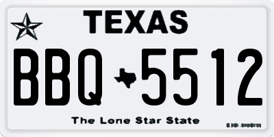 TX license plate BBQ5512