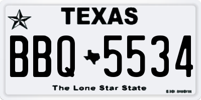 TX license plate BBQ5534