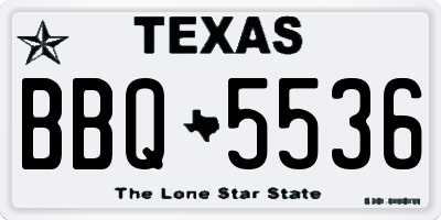 TX license plate BBQ5536