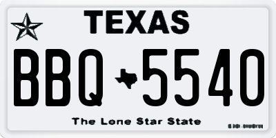 TX license plate BBQ5540