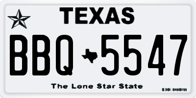 TX license plate BBQ5547