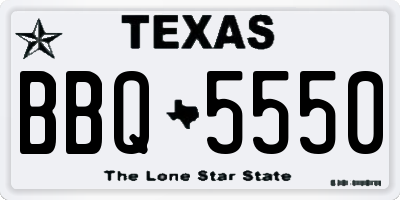 TX license plate BBQ5550