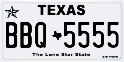 TX license plate BBQ5555