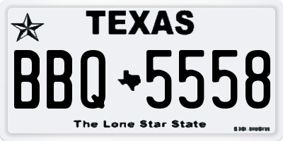 TX license plate BBQ5558