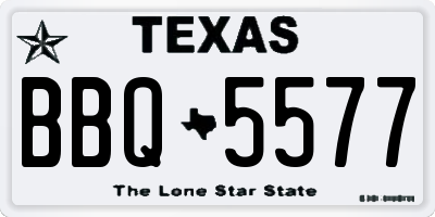 TX license plate BBQ5577