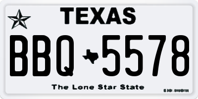 TX license plate BBQ5578