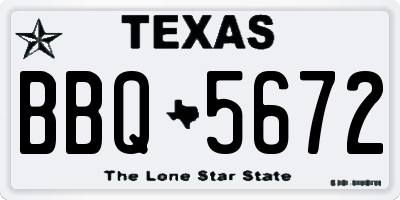 TX license plate BBQ5672