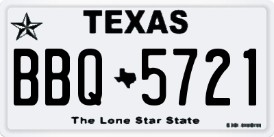 TX license plate BBQ5721