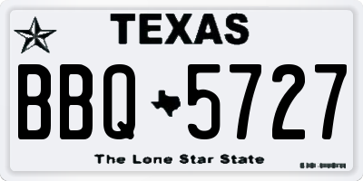 TX license plate BBQ5727