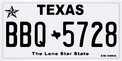 TX license plate BBQ5728