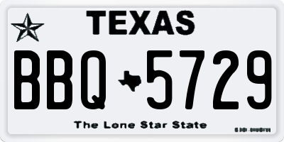 TX license plate BBQ5729