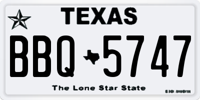 TX license plate BBQ5747