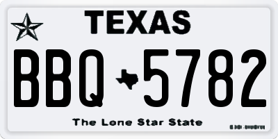 TX license plate BBQ5782