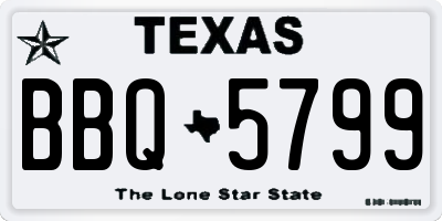 TX license plate BBQ5799